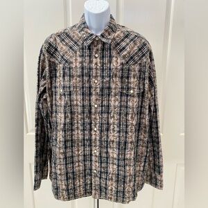 DKNY Plaid/Skull Button-Up Long Sleeve Shirt Sz XXL